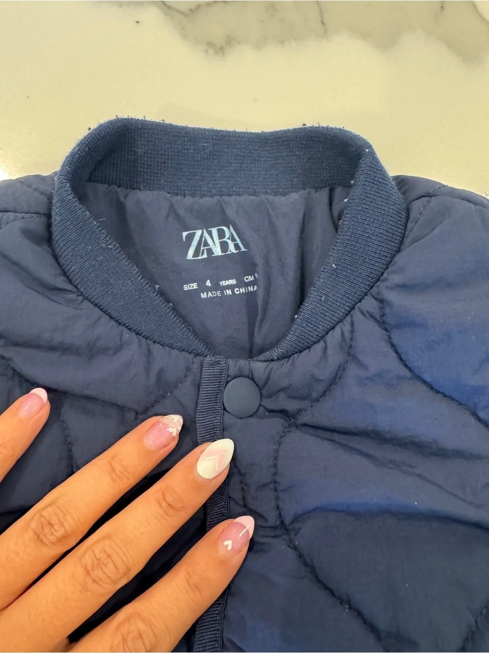 Zara Navy Quilted Puffer Jacket